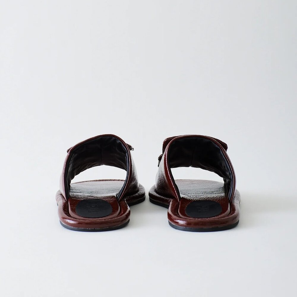 Tibi Beryen Naplack Sandal, Chocolate size 35 - Picture 3 of 8
